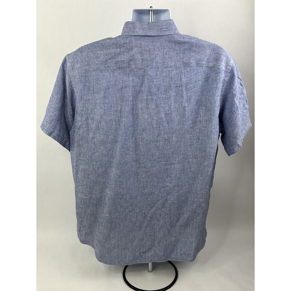 UNTUCKit Shirt Mens Large Blue 100% Linen S/S Button Up Wrinkle Resistant Casual - Picture 3 of 9